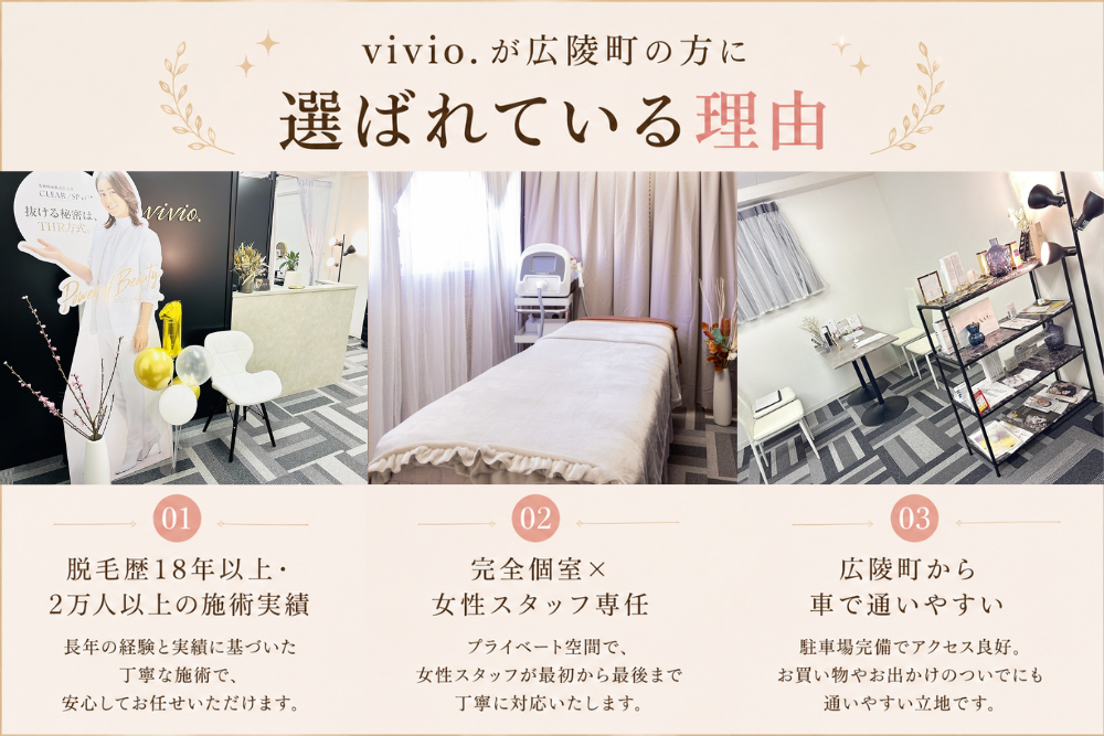 広陵町から通いやすい女性専用脱毛サロンvivio.のカウンセリング・施術室・受付画像